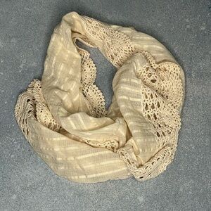 Hazel Crochet Scarf/Shawl - Cream Color - 100% Cotton